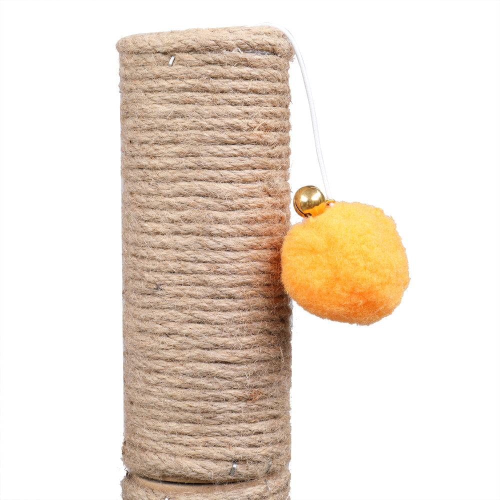 HOBBYZOO 13" Cat Tree Tower with Linen Circular Ring, Toys, Beige brown
