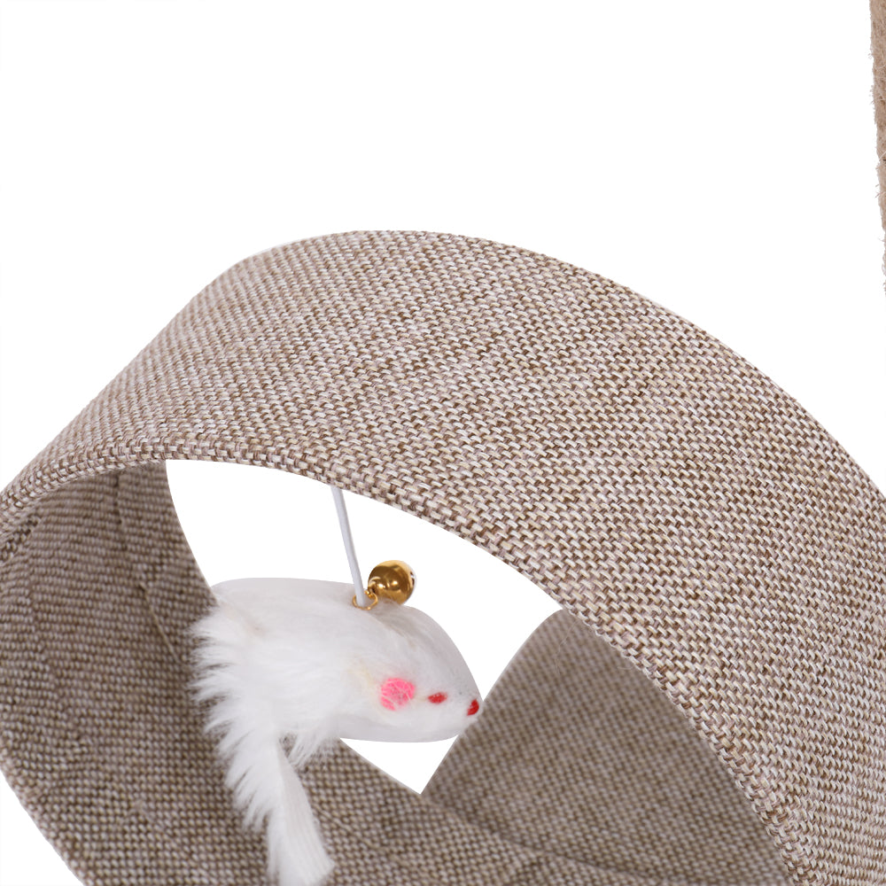 HOBBYZOO 13" Cat Tree Tower with Linen Circular Ring, Toys, Beige brown