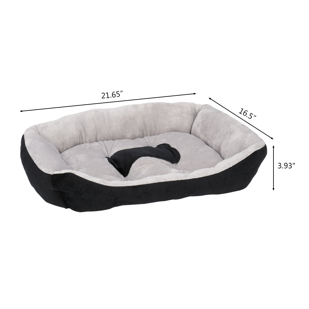 Pet Bed Dog Mat Cat Pad Soft Plush Gray Black for Cats & Small Dogs