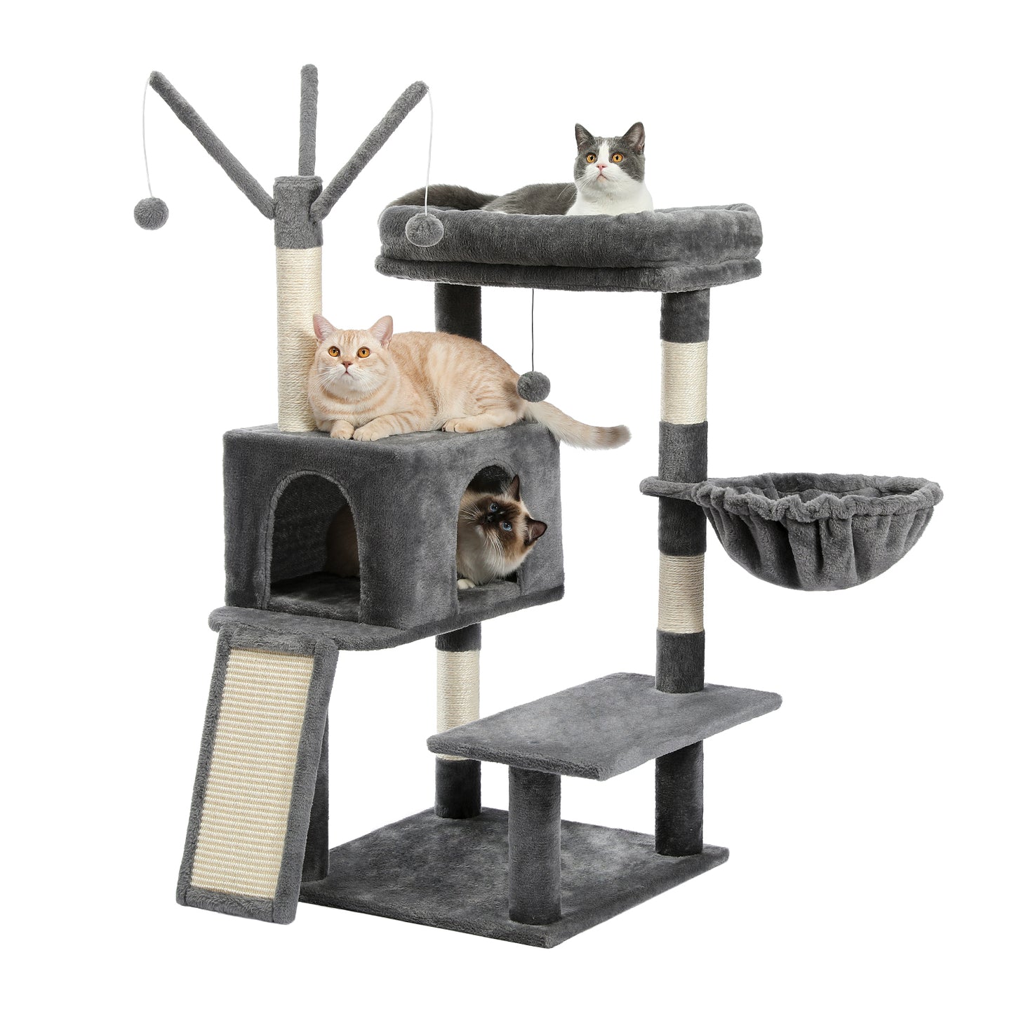 Modern Cat Tree Multi-Level Cat Tower for Large Cats with Spacious Condo, Cozy Hammock, Large Top Perch and Scratching Board for Big Cats