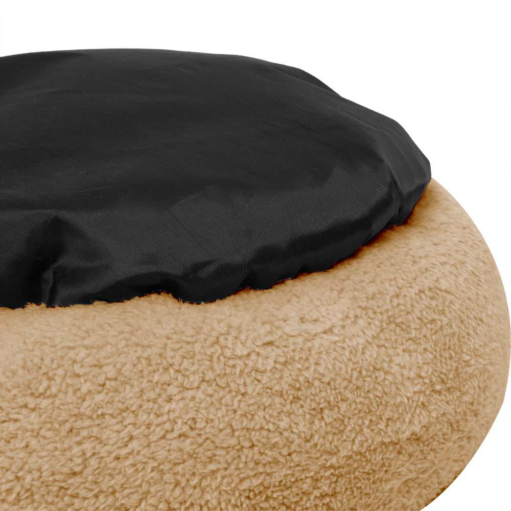 Pet Dog Cat Calming Bed Soft Plush Round Brown for Cats & Small Dogs