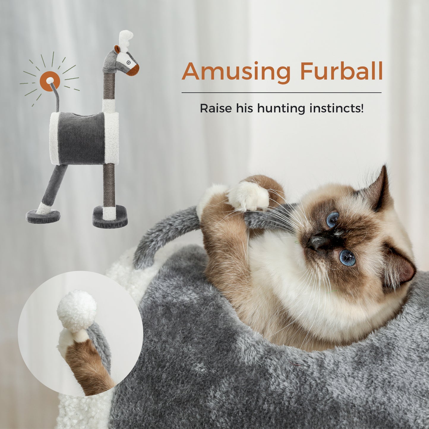 Modern Cat Tree Cat Tower with Large Tunnel and Scratching Post Animal Shaped Elk Cat Play House for Indoor Cats