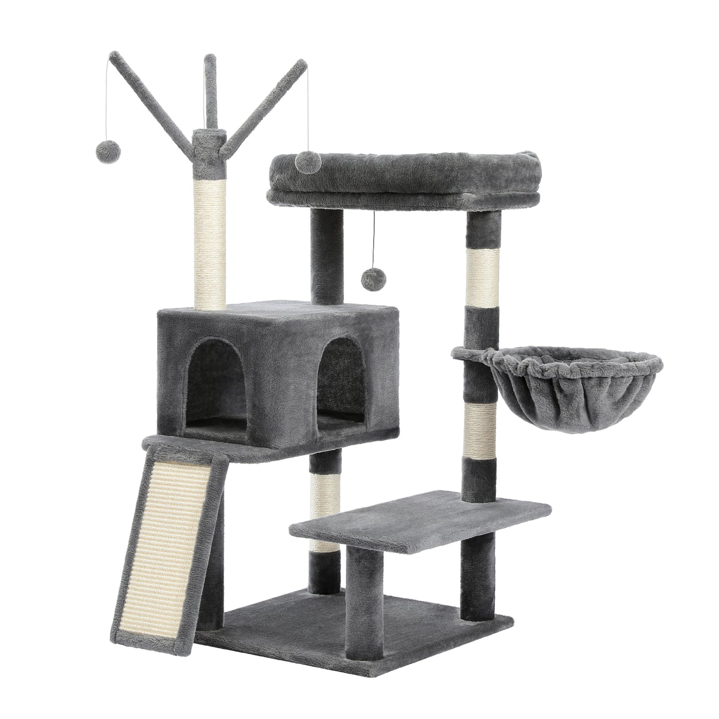 Modern Cat Tree Multi-Level Cat Tower for Large Cats with Spacious Condo, Cozy Hammock, Large Top Perch and Scratching Board for Big Cats