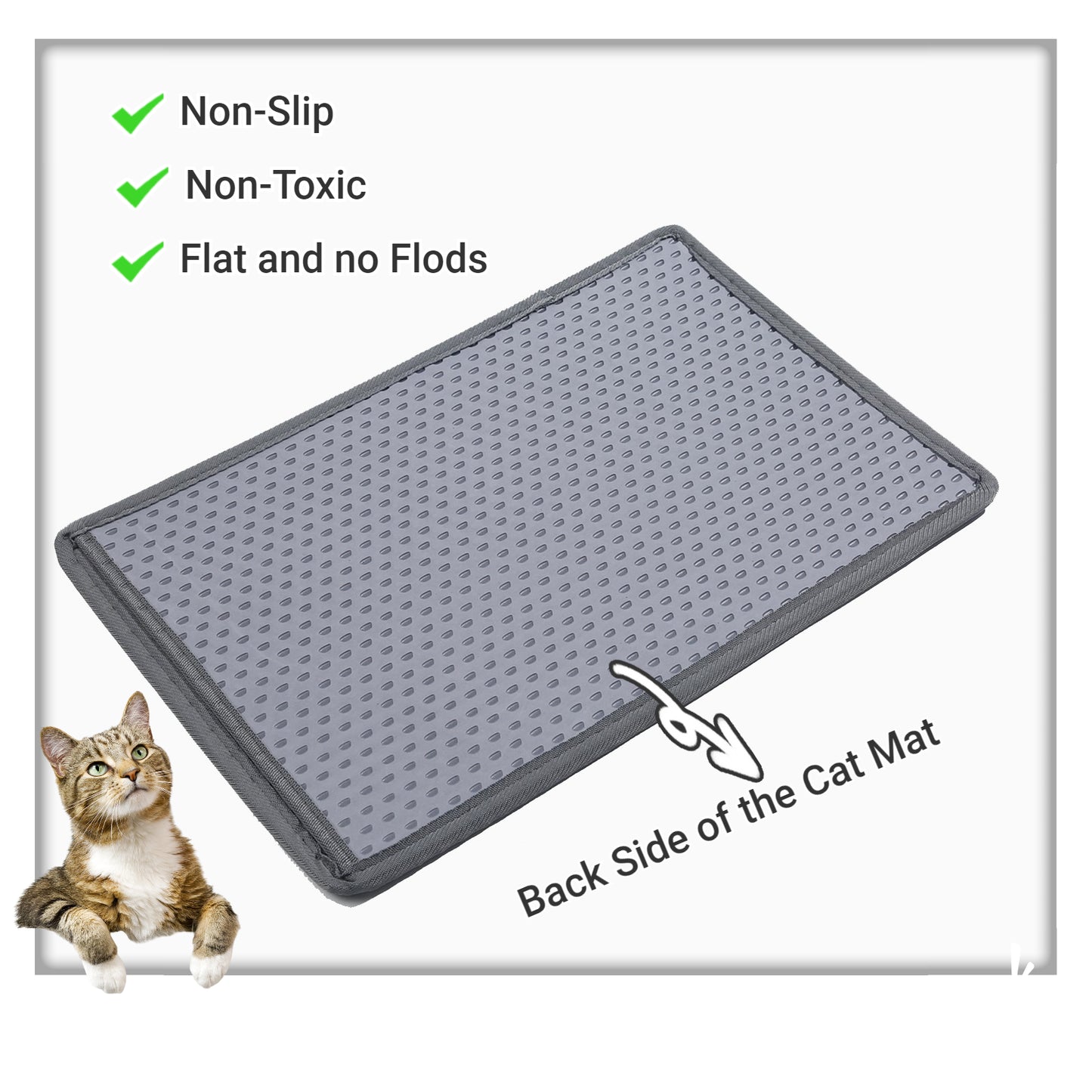 Cat Litter Mat, Kitty Litter Trapping Mat, Double Layer Mats with MiLi Shape Scratching design, Urine Waterproof, Easy Clean, Scatter Control  21" x 12"  Blue