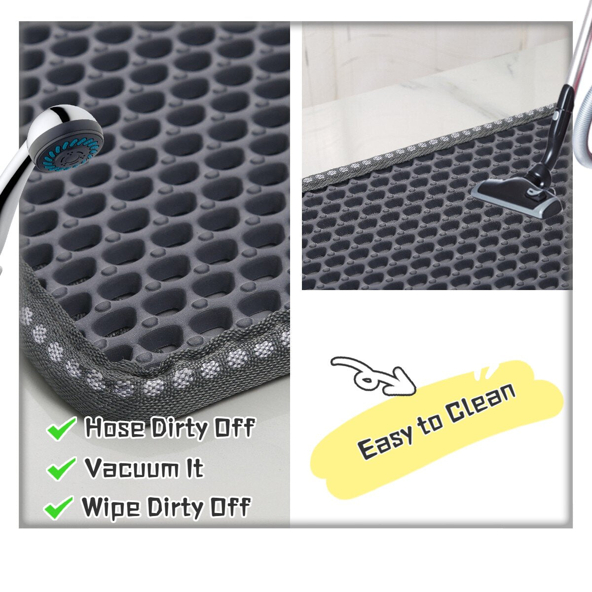 Cat Litter Mat, Kitty Litter Trapping Mat, Double Layer Mats with MiLi Shape Scratching design, Urine Waterproof, Easy Clean, Scatter Control  21" x 12"  Blue