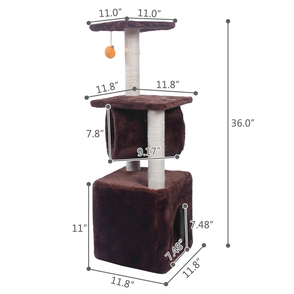 M48B 36" Sisal Hemp Cat Tree Brown