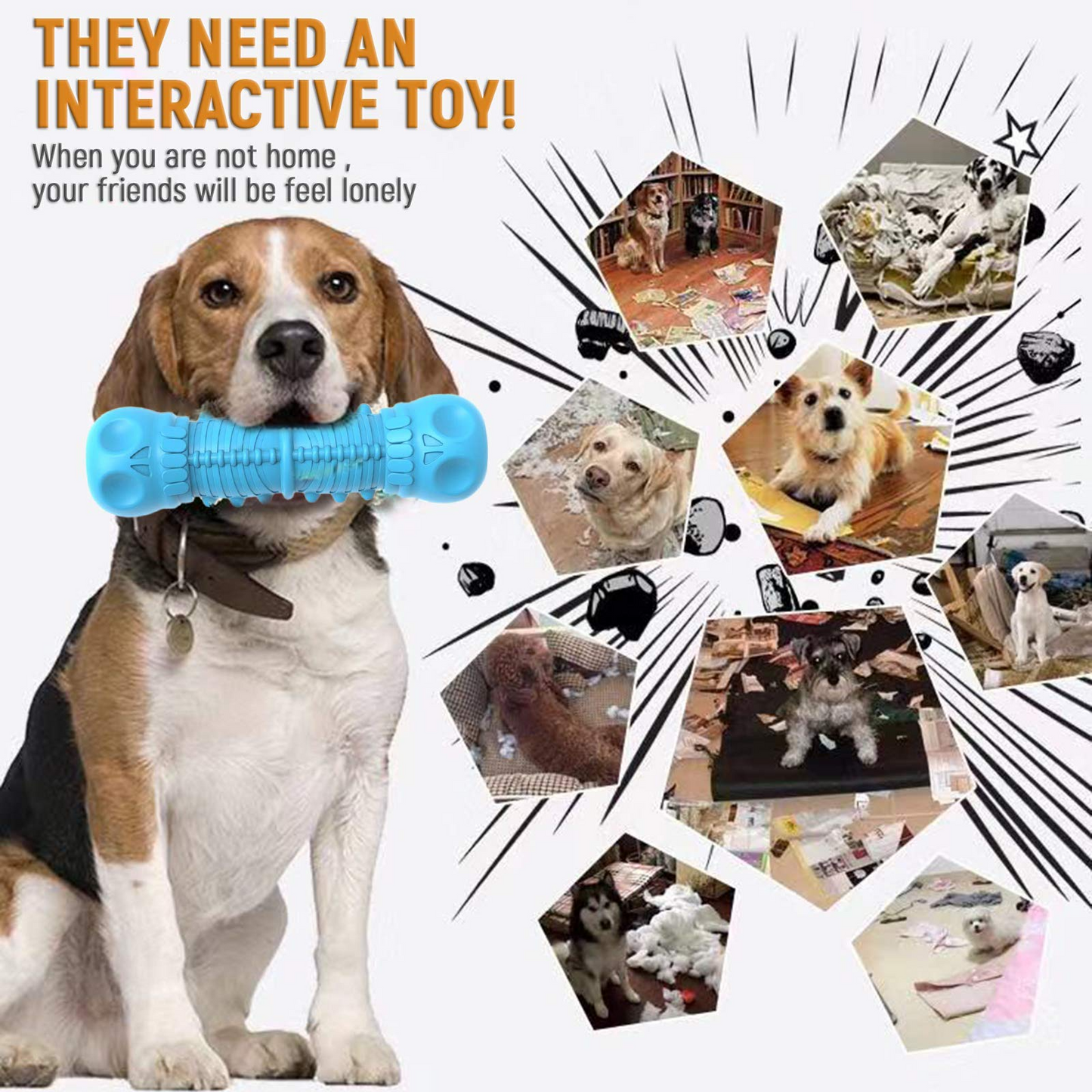 Dog Chew Toys for Aggressive Chewers Durable Puppy Teething chew Toys,Dog Toothbrush with Natural Rubber