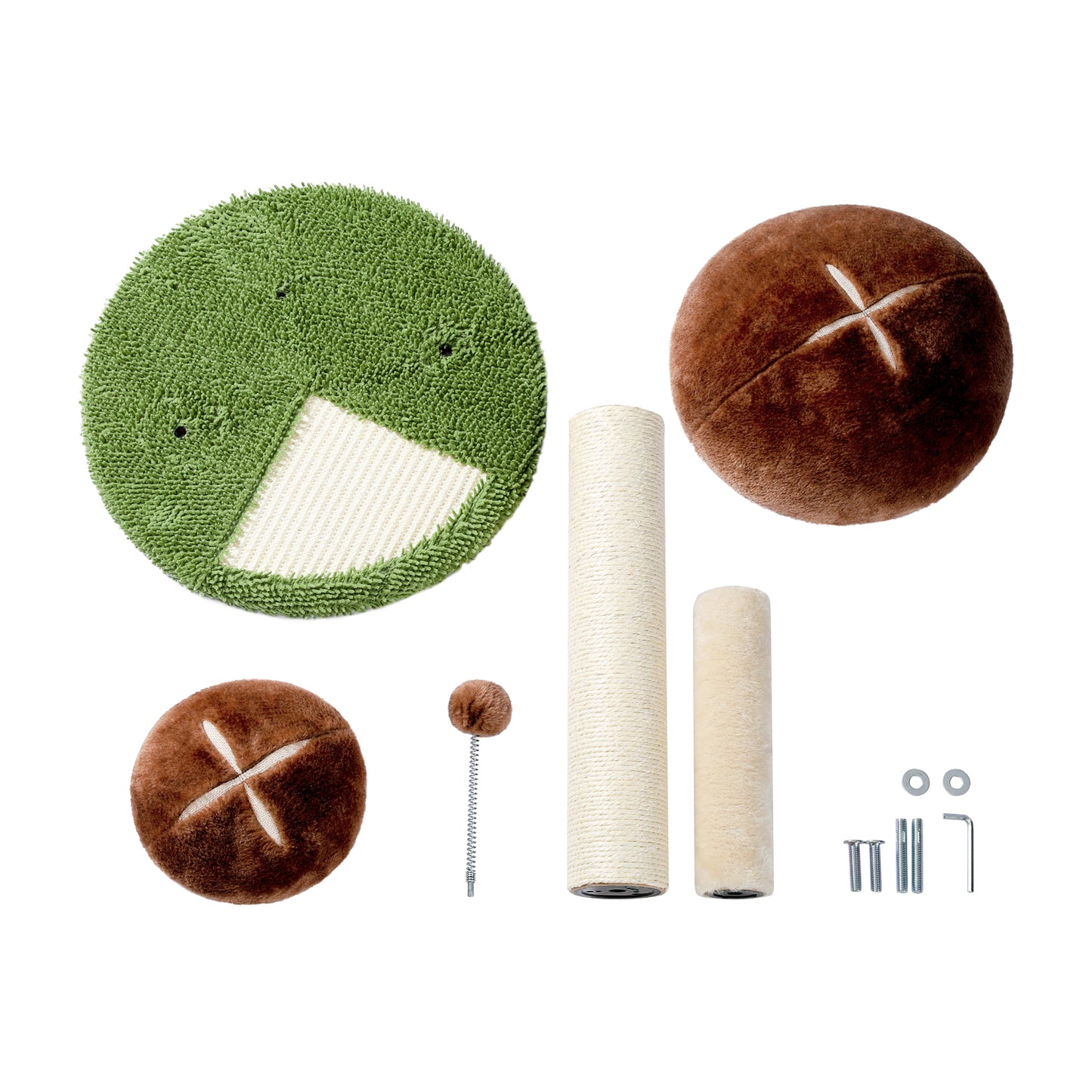 Cat Scratching Post Mushroom Claw Scratcher with Natural Sisal Rope Interactive Spring Ball for Kittens and Small Cats