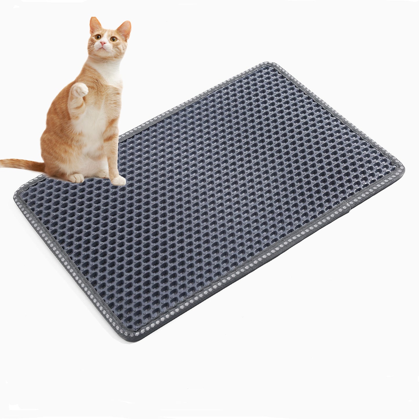 Cat Litter Mat, Kitty Litter Trapping Mat, Double Layer Mats with MiLi Shape Scratching design, Urine Waterproof, Easy Clean, Scatter Control  21" x 12"  Blue